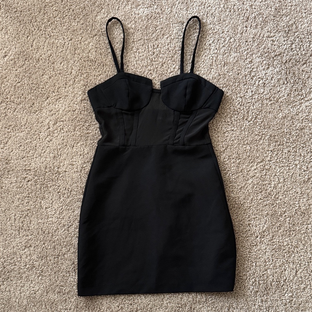 Zara Elegant Black Mini Dress with Straps
